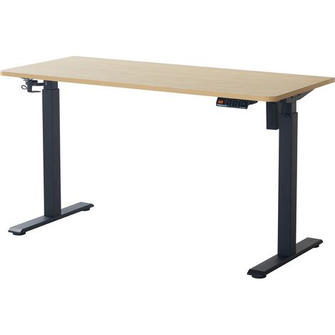 Bureau assis-debout électrique réglable 72-120 cm avec ports USB - effet bois - Up&Down