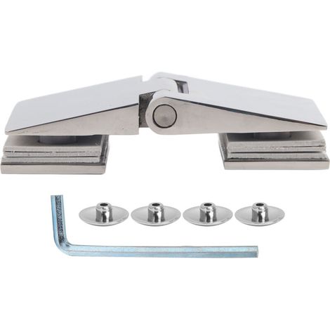 Double-sided beveled stainless steel hinge for shower room glass doors, for glass thicknesses of 8 to 12 mm (1/5)