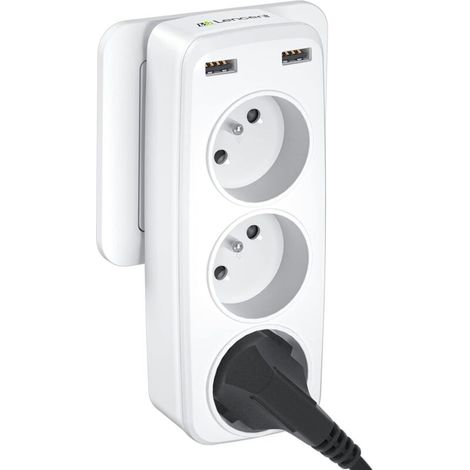 ZOLGINAH Prise USB Secteur Multiple, 5 en 1 Chargeur USB Multiprises avec 3 Sortie AC 16A, 4000W et 2 Ports USB, Prise Murale Electrique Idéal pour Chambre Bureau Domicile