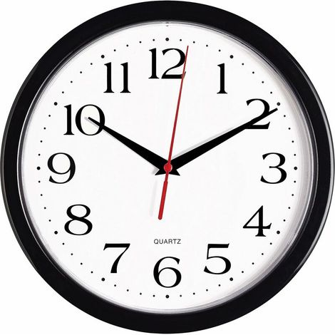 Home Round Wall Clock White Background 10 Inch Clock (Black) 1 Pieces