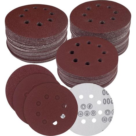 80 pièces Disques Abrasifs Ø 125 mm,8 Trous,Papier de Ponçage,Assortiment 40-400 Grit,Disques à Poncer pour Bois/Métal,Idéal Ponçage,Polissage,Décapage Rouille (1/5)