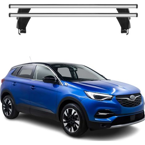 OMAC Dachträger Querträger Alu für Opel Grandland / Grandland X 2017-2024 – Abschließbar – T-Nut – City-Crash-getestet – Max. 50 kg Silber (1/5)