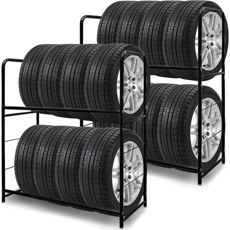 Randaco Reifenregal bis 180kg 107x46x117cm Reifenständer für 8 Reifen Werkstattregal Lagerregal (1/3)