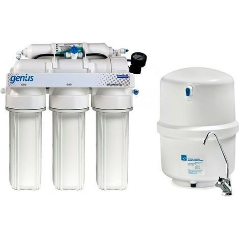 Osmoseur à 5 étages 4/75 – Production 100L/jour – Membrane 75 gpd – Manomètre et vanne de rinçage inclus – ATH