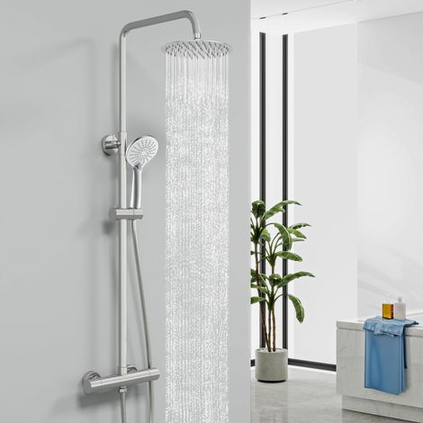 Biubiubath Mixer Shower Thermostatic Dual Head Round Rainfall Handset