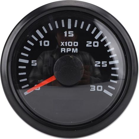 Automatic Tachometer 3000 RPM 52 mm 7 Colour Background Counters for Truck Tractor Boat, Metal, Red, Green, Blue, White, Yellow, Cyan, Purple (Black Dial Black Bezel. (1/5)