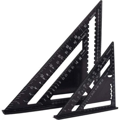 Equerre Menuisier Multifonctions 18cm et 30cm, Triangle Métal Aluminium Règle Équerre Trusquin Guide Raporteur Angle 45 90 Degres/Outillage Charpentier/Outil Traçage Guidage Menuiserie Bois (1/4)