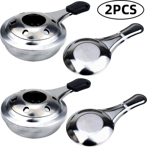 Bruleur Mini 2-PCS Ajustable pour Fondue - Réchaud Camping Compact Stainless Steel avec Réglage de Flamme, Portable (135g) pour Intérieur et Extérieur (1/4)