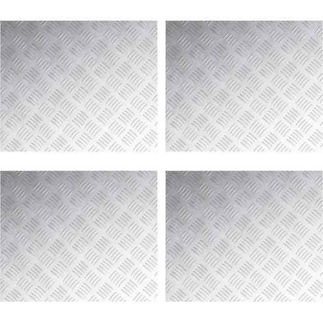 Plaques à damier 4 pcs Argent 60 x 50 cm Aluminium CFW116087 (1/5)