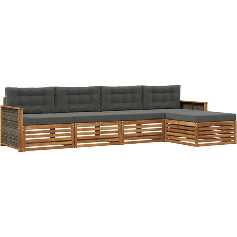 Outdoor-Sofagarnitur mit Kissen 5 pcs Natur und Anthrazit vidaXL (1/5)