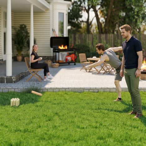 Jeu de Mölkky, jeu de lancer viking Kubb en bois avec 12 quilles, 1 bâtonnet et une boîte de transport pour les familles et les groupes.