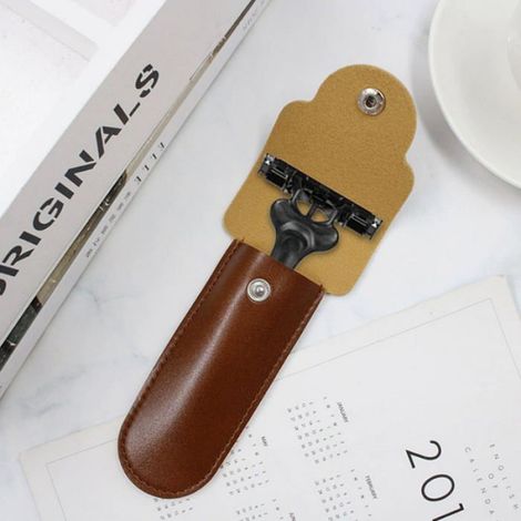 2pcs Étui de rasage en cuir Double Edge, Voyage, Housse de protection portable, Tous les rasoirs Cuneary (1/5)