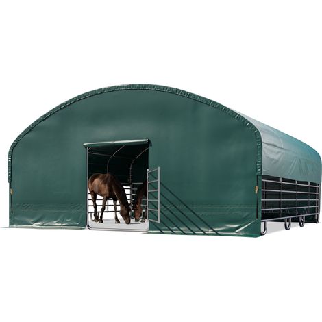 TOOLPORT Box Cavalli 8x8 m telo in PVC 2300 Newton tenda da pascolo - fissaggio per cemento - verde