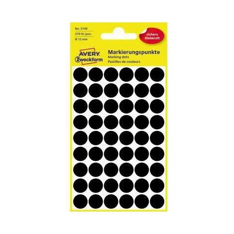 Markierungspunkt 12mm Papier schwarz 270 Etik./Pack. (1/4)