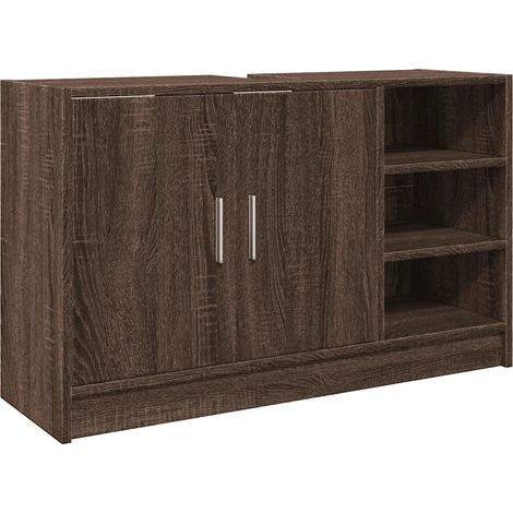 Armoire sous évier moderne chêne marron 90 x 29 x 55 cm grand espace de rangement style épuré en bois d'ingénierie marron
