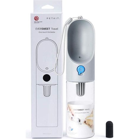 Petkit – Bouteille d'eau portable pour animaux – Antibactérienne – Gourde de voyage pour chien et chat – Filtre à charbon actif – Écologique