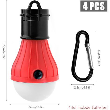 Lampe de Camping, 10 pièces Lanterne de Camping LED avec Crochet, Lampe de Camping à Piles Lampe de Tente Portable Lumière de Secours étanche, Rouge (1/3)