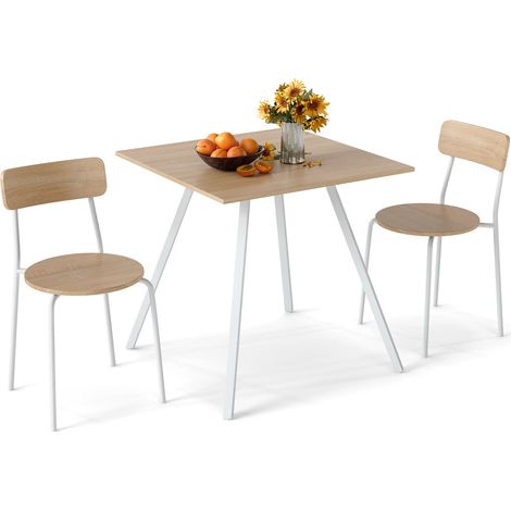 COSTWAY 3-Piece Kitchen Dining Room Furniture Dining Table Set for 2-White (1/5)