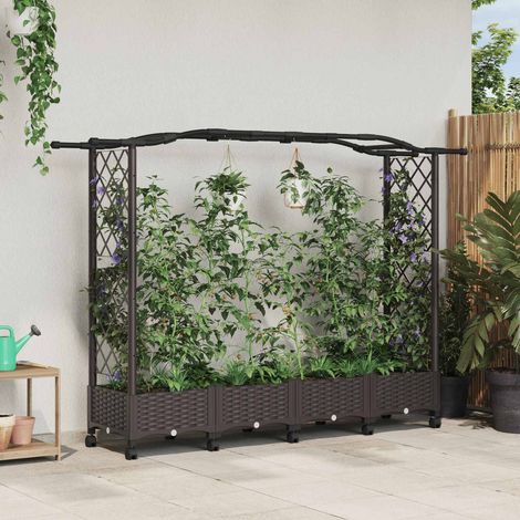 Teenpull – Hochbeet mit Rankgitter und Dach Braun 207 x 40 x 129 cm PP (1/5)