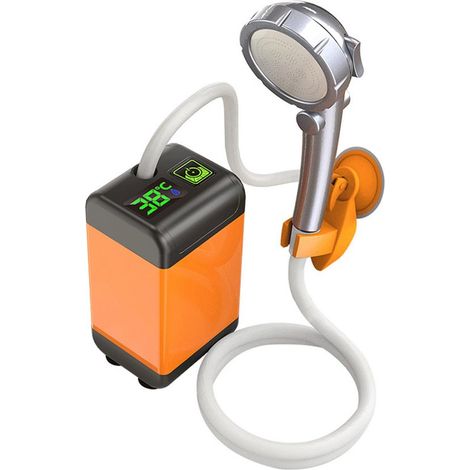 Douche de camping portable - Pompe de douche rechargeable, indicateur de température 12 V 4800 mA (1/2)