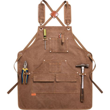 Super Thick Canvas Apron, Multifunctional, Pocket-Sized, for Kitchen, Manicure, Cleaning, Uniform, Woodworking, Mechanics, Farm, Ranch, Protective Apron (1/5)