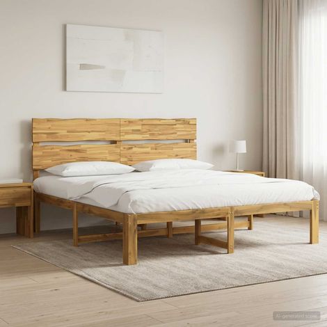 Cama doble con cabecero ROSTOCK Blanco 200 x 200 cm (1/5)