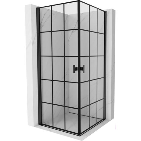 Cabine de douche battante Mexen Mist-B Duo 70 x 70 cm, grille noire, noire - 8A2-070L-070P-70-77 (1/5)