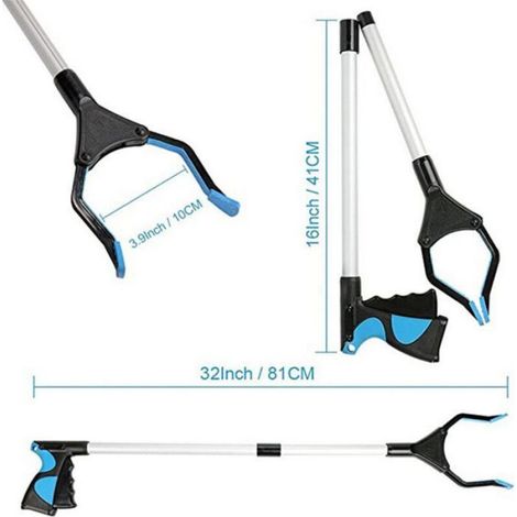 Outil de ramassage pliable - Rotation 360° Pince en caoutchouc - Personnes âgées - 81cm aluminium (1/5)
