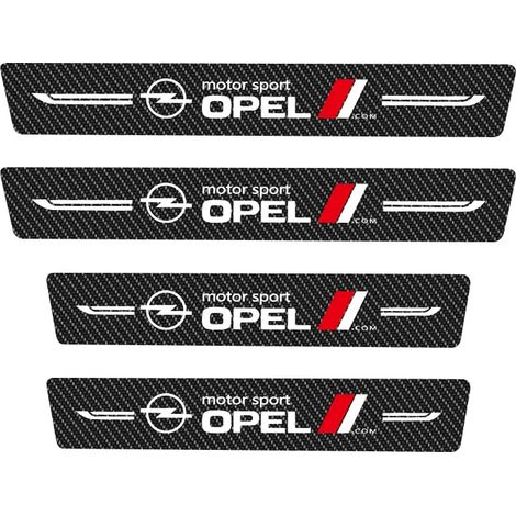 (4 pièces Opel) 4 autocollants de seuil de porte pour voiture,logo Opel Motor Sport,protection anti-rayures,style fibre de carbone (1/3)