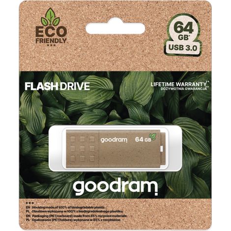 Goodram UME3 Eco Friendly lecteur USB flash 64 Go USB Type-A 3.2 Gen 1 (3.1 Gen 1) Marron (1/2)