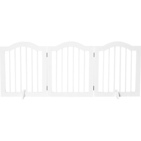 Cancello per cani, Cancello di sicurezza, Barriera per cani, Cancello configurabile, 3 pezzi con due piedini di supporto, Robusto, Pieghevole, MDF, Bianco, 154,5x29,5x61 cm, In loco (1/5)