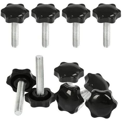 10 Pcs M8x40mm Boutons Serrage Vis Tête Moletée,Bouton Main Fileté Ecrou en Etoile Boulon de Serrage Filetage Boutons de Serrage Filetage avec Poignée Serrage de Poignée Visser en Plastique (1/4)