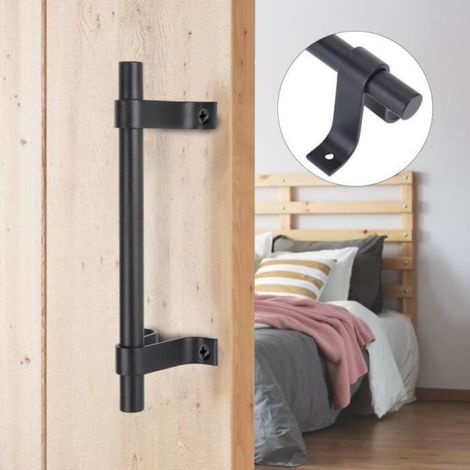 Poignées de porte coulissante de grange vintage - Noir - Bois - Convient aux portes en bois - Design vintage (1/4)