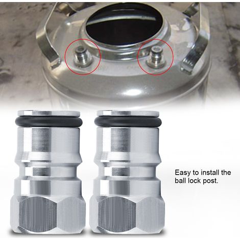 Lot de 2 raccords inox à bille pour fût, tige filetée 19/32, gaz et liquide, robinet de pression (1/5)