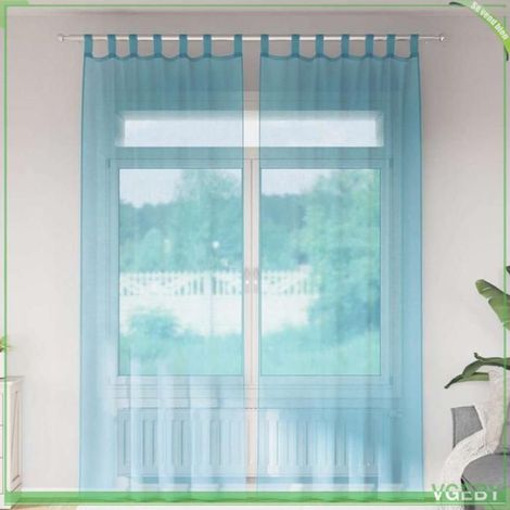 4102330 Rideaux en voile avec boucles 2 pcs turquoise 140x260 cm (1/5)