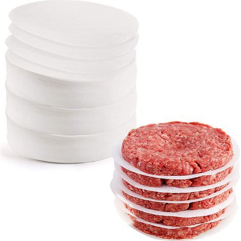 Parchment paper for separating steaks, 13cm pre-cut round non-stick parchment paper, unbleached sheets for preparing healthy hamburgers (1/5)