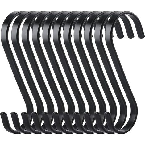 10pcs Crochets Plats en S de Suspension en Acier Inoxydable Crochet de Cuisine Robuste,Multifonctions Crochets pour de Cuisine ou à Viande Boucher Vêtements Plantes Outils de Jardinage,Noi (1/5)
