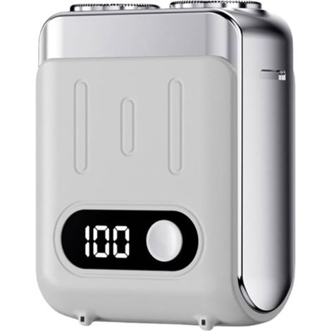 Rasoir Électrique Portable de Voyage avec Affichage Numérique, Rasoir Électrique pour Barbe, Outil de Rasage, Rasoir de Voyage, Argent (1/5)