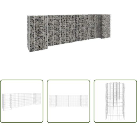 Bordure de jardin - Jardinière à gabion en H Fil d'acier 260x40x80 cm (1/5)
