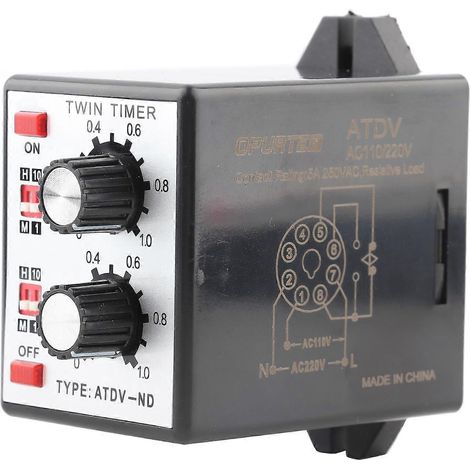 Relais temporisé à bouton rotatif, multi-composants, marche/arrêt, double relais temporisé ATDV ND, 110 V/220 V CA (1/4)