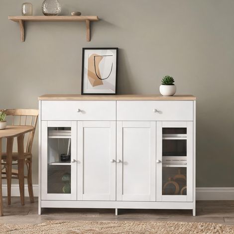 Buffet coloris blanc en MDF 120 x 37 x 80 cm (1/5)