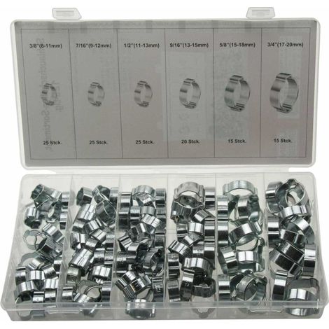 Ohrklemmen Sortiment 125 Stück 2 Ohr Schlauchschellen 8 bis 20 mm (1/5)