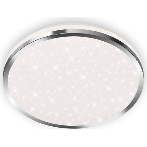 Éclairage plafonnier LED, éclairage de salle de bain, lampe de salle de bain avec décor d'étoiles, IP44, 12 Watt, 1 200 Lumen, 4 000 Kelvin, blanc chromé, 280x70mm (DxH) (1/5)