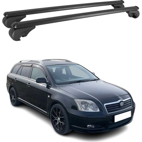 OMAC Aluminium Dachträger Querträger für Toyota Avensis II Kombi 2003-2008 – TÜV / DIN 75302:2019 – Abschließbar – Max. 75 kg – 2 Stangen Schwarz (1/5)