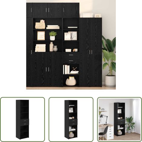 vidaXL Armoire chêne noir - Haut Armoire Chêne noir 50 x 42,5 x 185 cm Bois d'ingénierie (1/5)