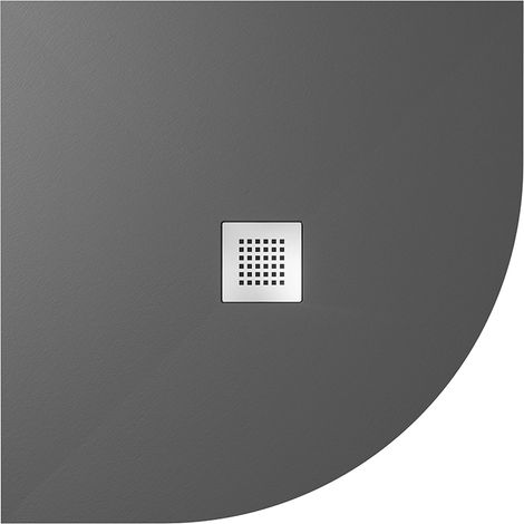 Receveur de douche semi-circulaire 80x80cm en Marmoresina Noir Effet Pierre Hauteur 2,4cm Mod. Kos (1/3)