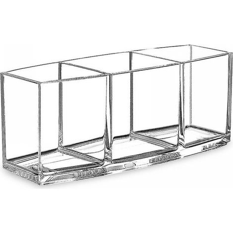 BEBUSINGOTO Make-up-Pinselhalter aus transparentem Acryl, Make-up-Pinsel-Organizer, Kosmetikaufbewahrung, Stifthalter, Vitrine mit 3 Fächern (1/5)