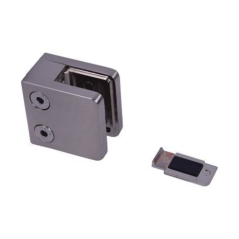 Deco Fer Forge – Pince à verre carré pour plat – En zamac brossé – Hauteur 45mm – Fixation pour verres de 8 à 10,76mm d'épaisseur