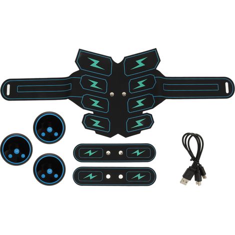 Stimulateur musculaire abdominal ajustable pour exercices à domicile, appareil d'entraînement des abdos avec électrodes rechargeables (1/5)
