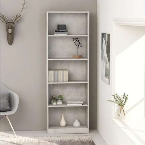 Libreria 5 Ripiani in Nobilitato Tela Acciaio - 57x25x186 cm (1/5)